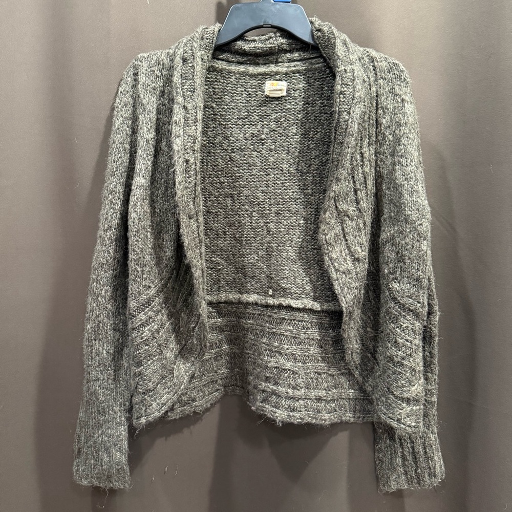 Mudd Heather Brown Cropped Open Front Cardigan Size L EUC